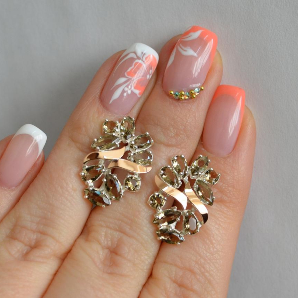 Срібні сережки з золотими накладками