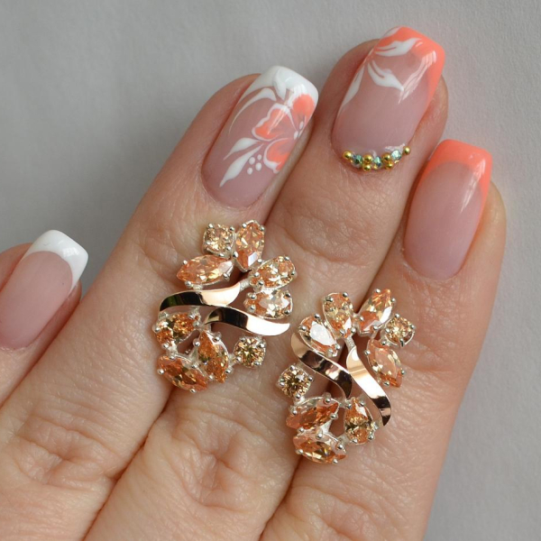 Срібні сережки з золотими накладками