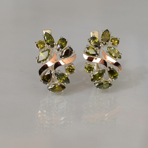 Срібні сережки з золотими накладками