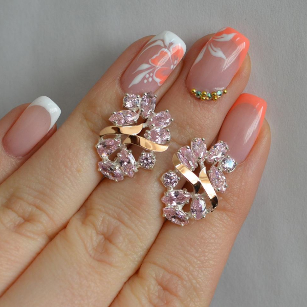 Срібні сережки з золотими накладками