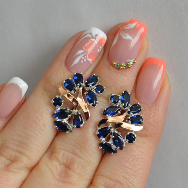 Срібні сережки з золотими накладками