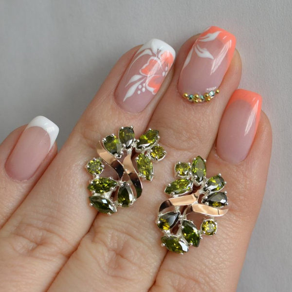 Срібні сережки з золотими накладками