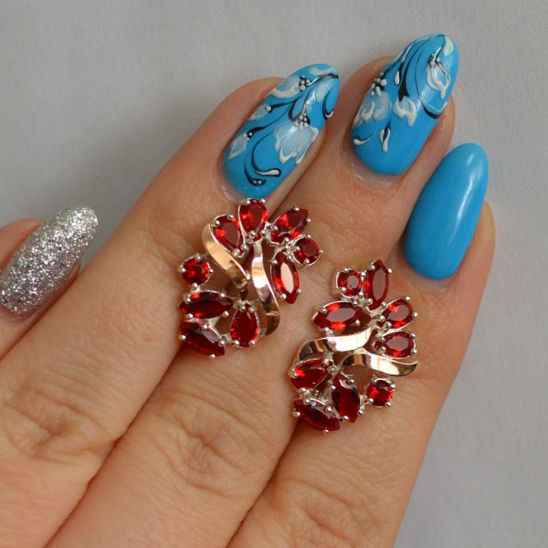 Срібні сережки з золотими накладками