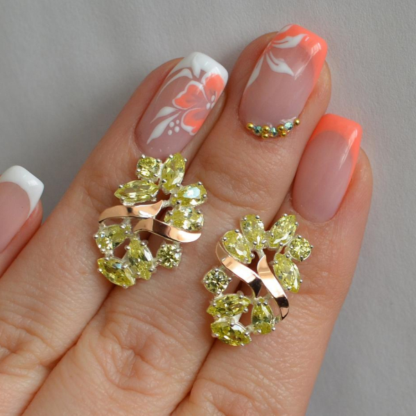 Срібні сережки з золотими накладками