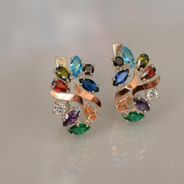 Срібні сережки з золотими накладками