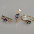 Срібний комплект з золотими вставками