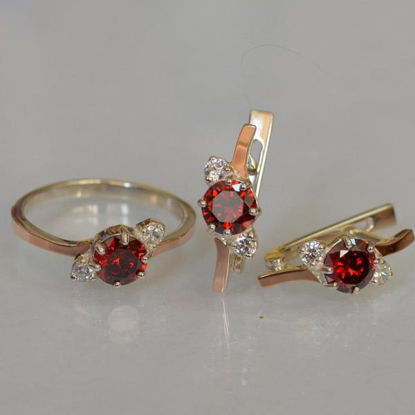 Срібний комплект з золотими вставками