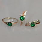 Срібний комплект з золотими вставками