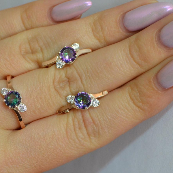 Срібний комплект з золотими вставками