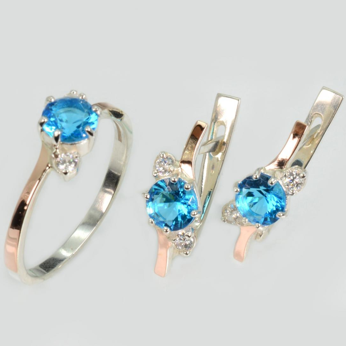 Срібний комплект з золотими вставками