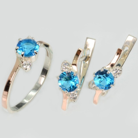 Срібний комплект з золотими вставками