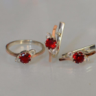 Срібний комплект з золотими вставками