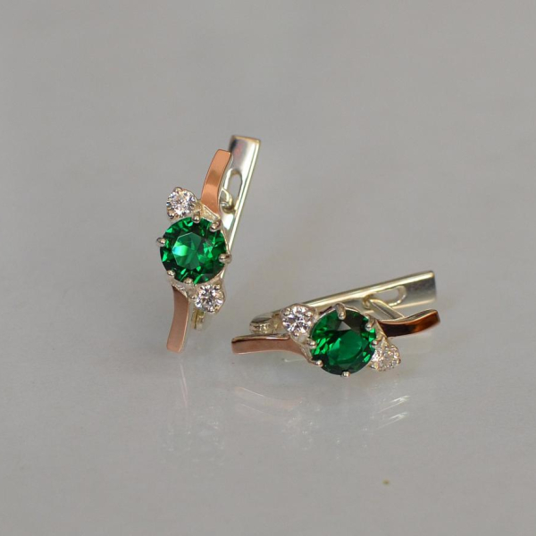 Серебряные серьги с золотыми вставками