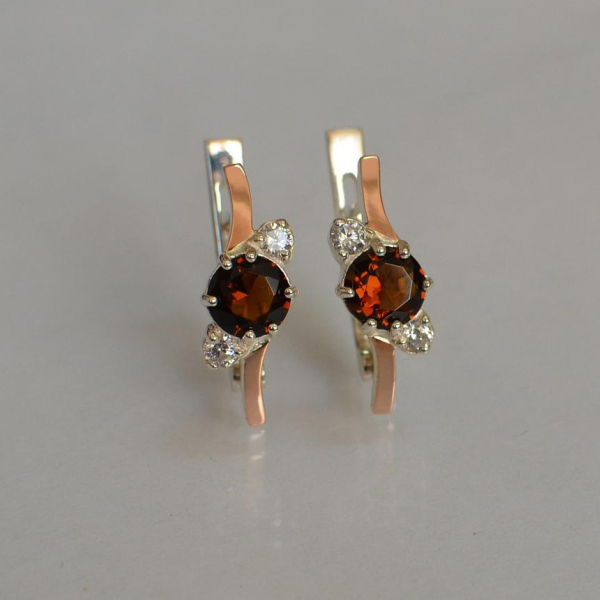 Серебряные серьги с золотыми вставками