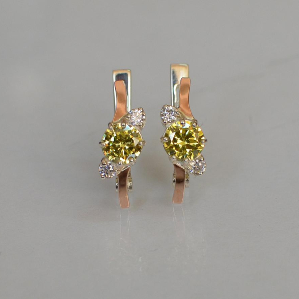 Серебряные серьги с золотыми вставками