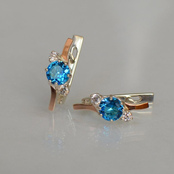 Серебряные серьги с золотыми вставками