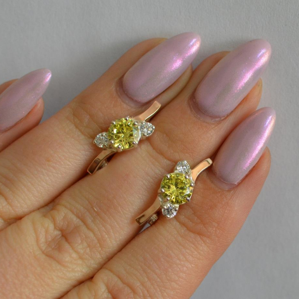 Серебряные серьги с золотыми вставками