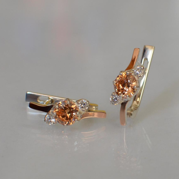 Серебряные серьги с золотыми вставками