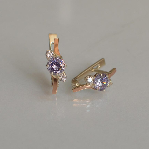 Серебряные серьги с золотыми вставками