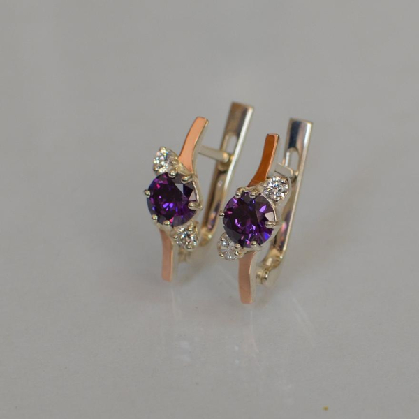 Серебряные серьги с золотыми вставками