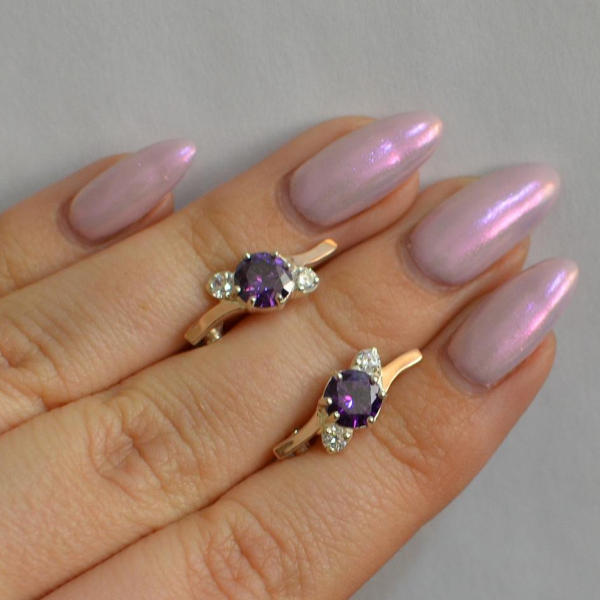 Серебряные серьги с золотыми вставками