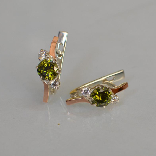 Серебряные серьги с золотыми вставками