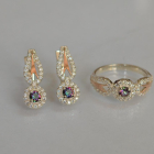 Серебряный набор с золотыми пластинами