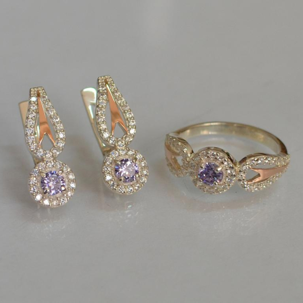 Серебряный набор с золотыми пластинами