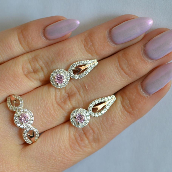 Серебряный набор с золотыми пластинами