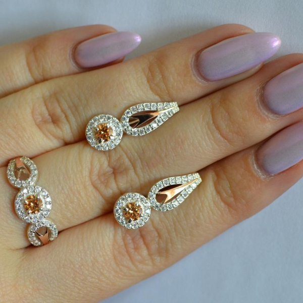 Серебряный набор с золотыми пластинами