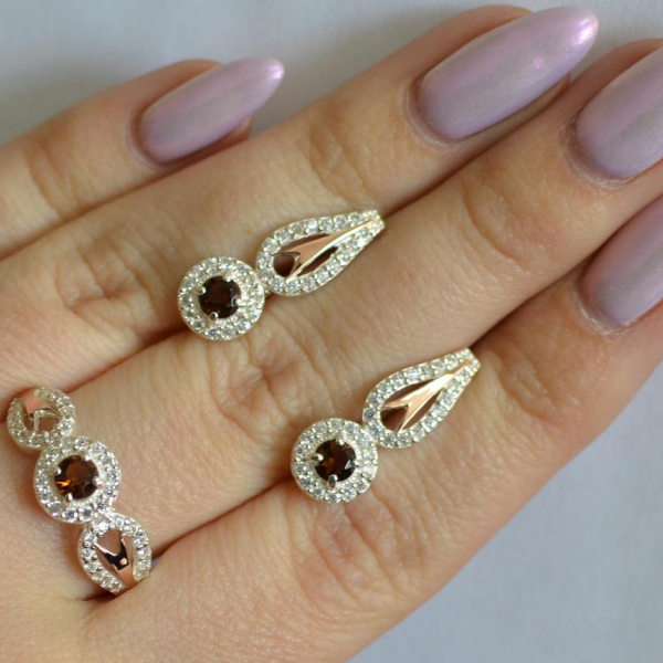 Серебряный набор с золотыми пластинами