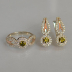 Серебряный набор с золотыми пластинами