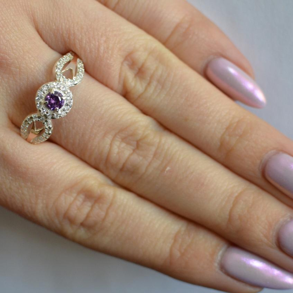 Срібна каблучка з золотими пластинами