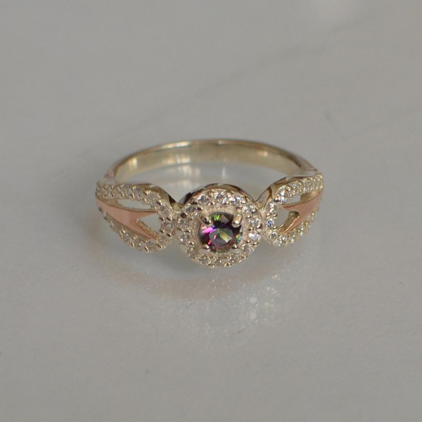 Срібна каблучка з золотими пластинами