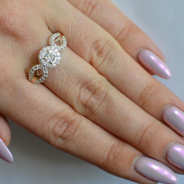 Срібна каблучка з золотими пластинами