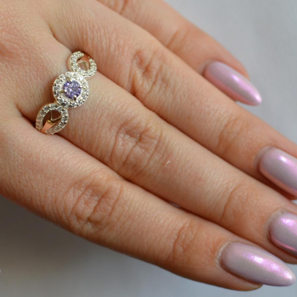 Срібна каблучка з золотими пластинами