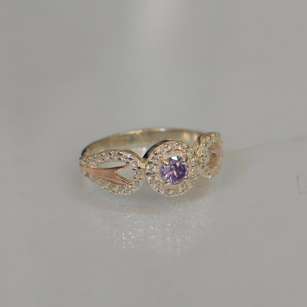 Срібна каблучка з золотими пластинами