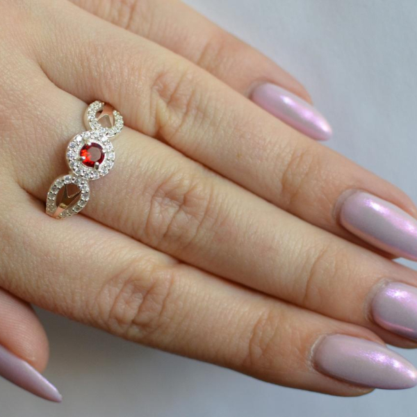 Срібна каблучка з золотими пластинами