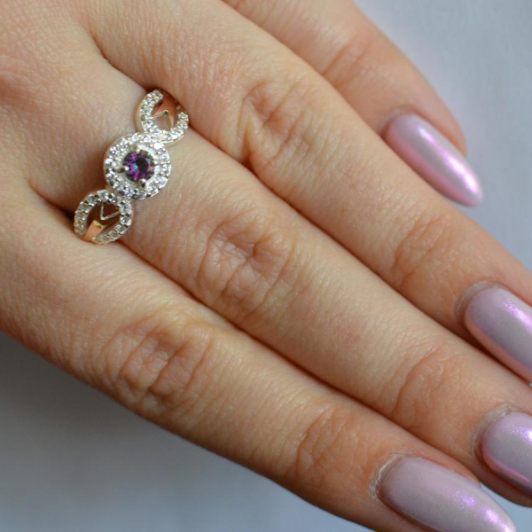 Срібна каблучка з золотими пластинами