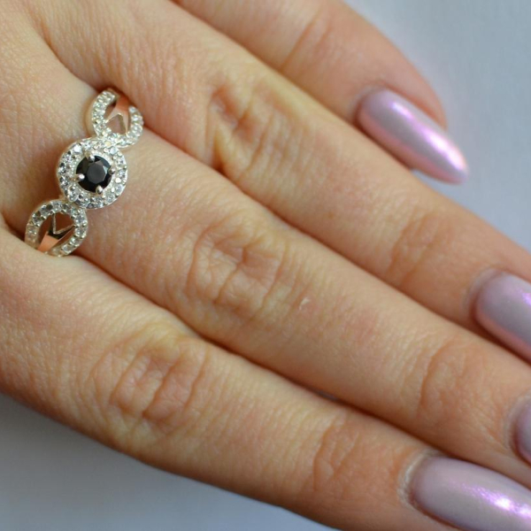 Срібна каблучка з золотими пластинами