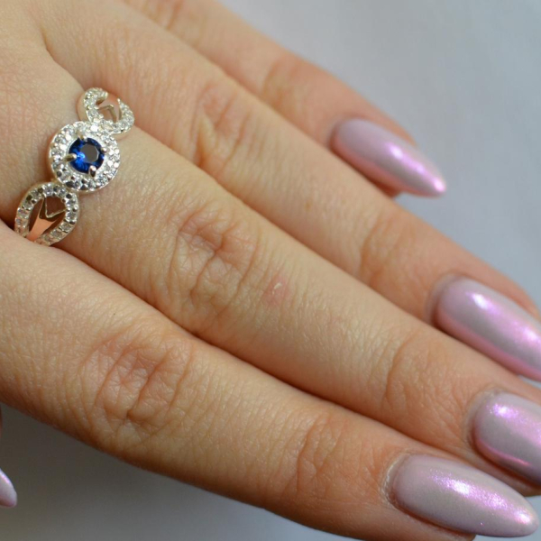 Срібна каблучка з золотими пластинами