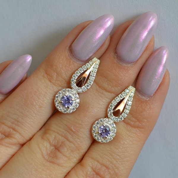 Срібні сережки з золотими пластинами