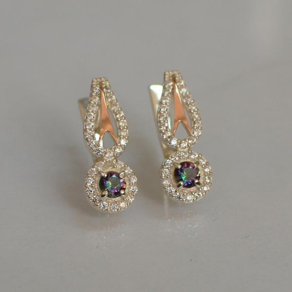 Срібні сережки з золотими пластинами