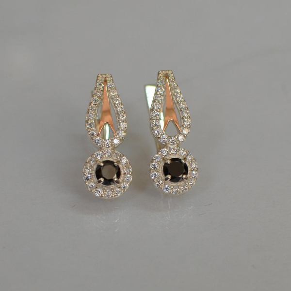 Срібні сережки з золотими пластинами