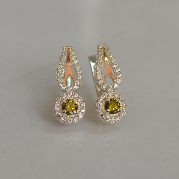 Срібні сережки з золотими пластинами