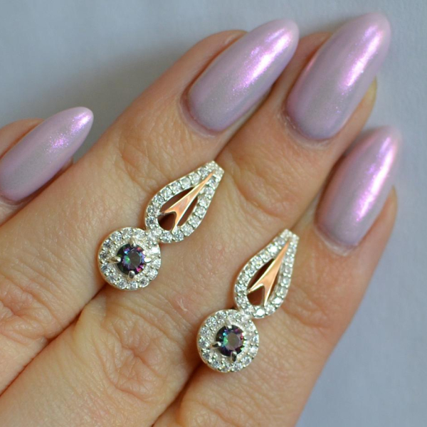 Срібні сережки з золотими пластинами