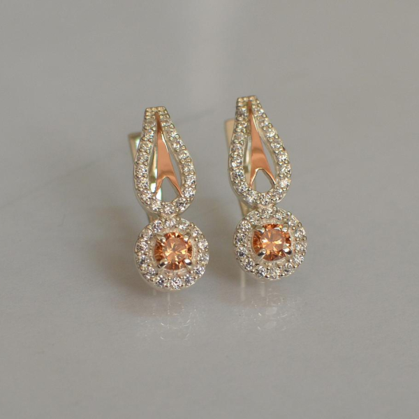 Срібні сережки з золотими пластинами