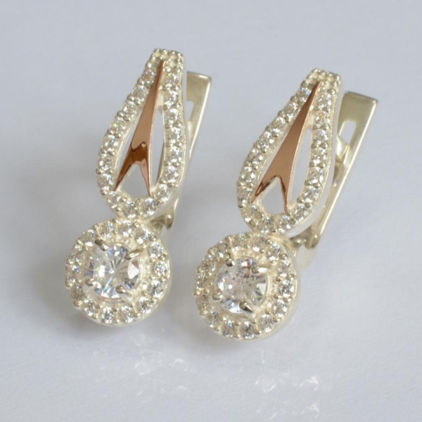 Срібні сережки з золотими пластинами