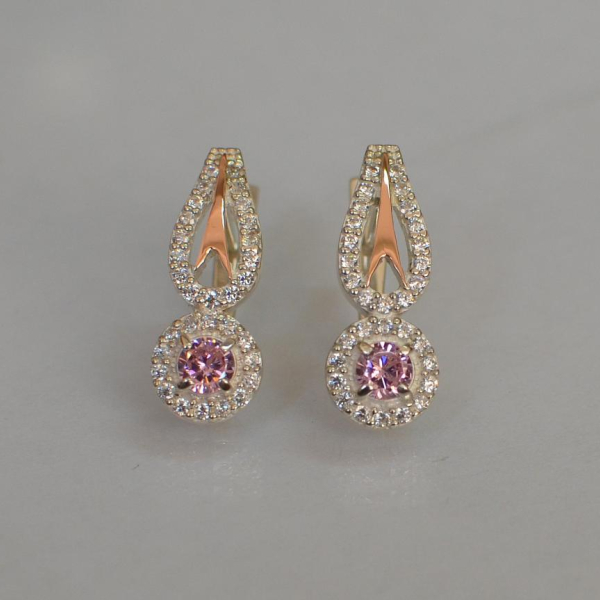 Срібні сережки з золотими пластинами