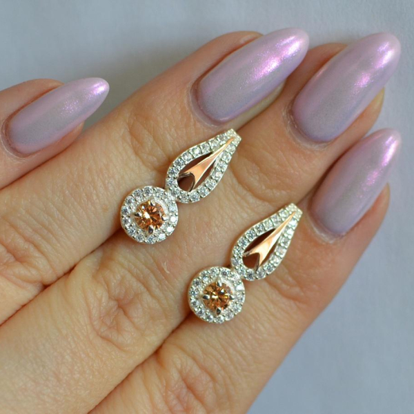 Срібні сережки з золотими пластинами